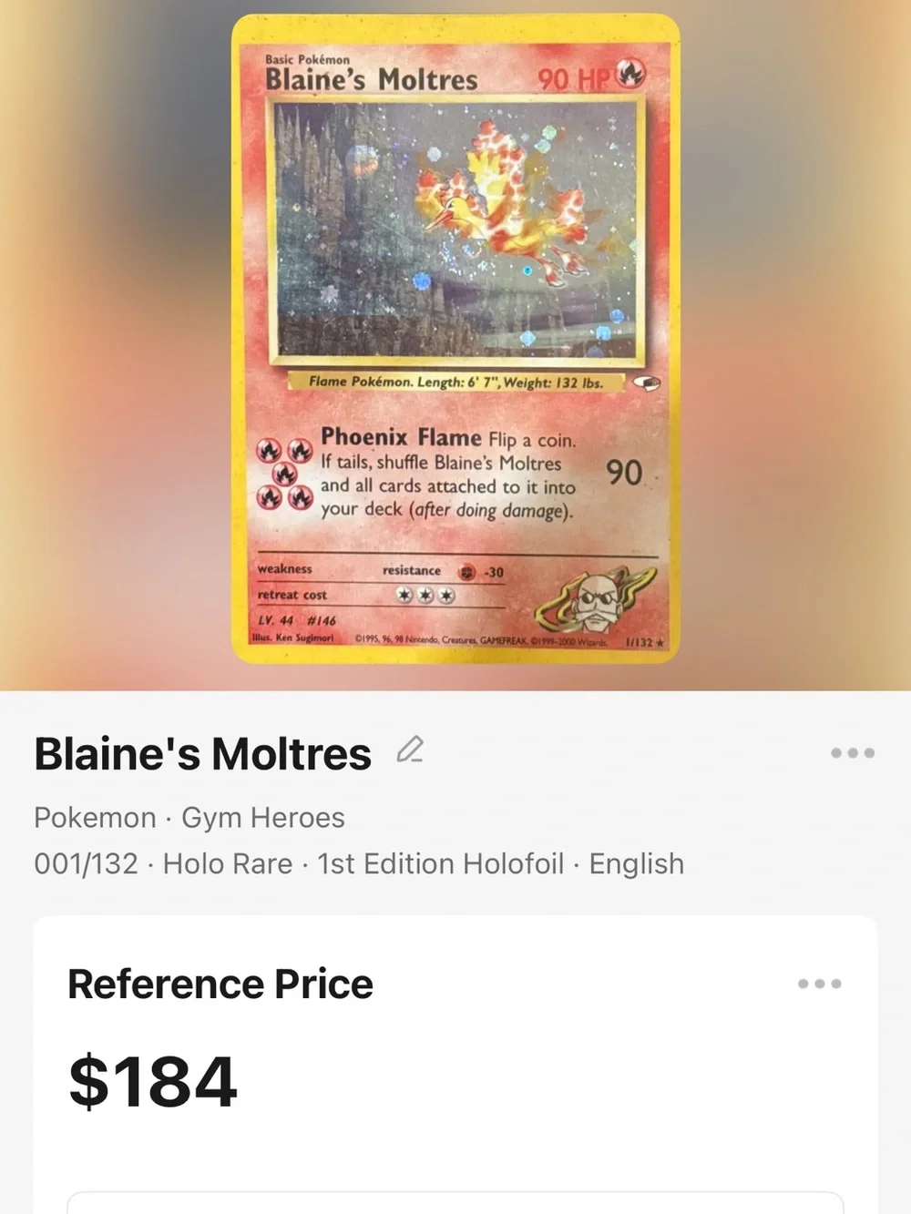 Pokemon Blaine's Moltres Card - NM